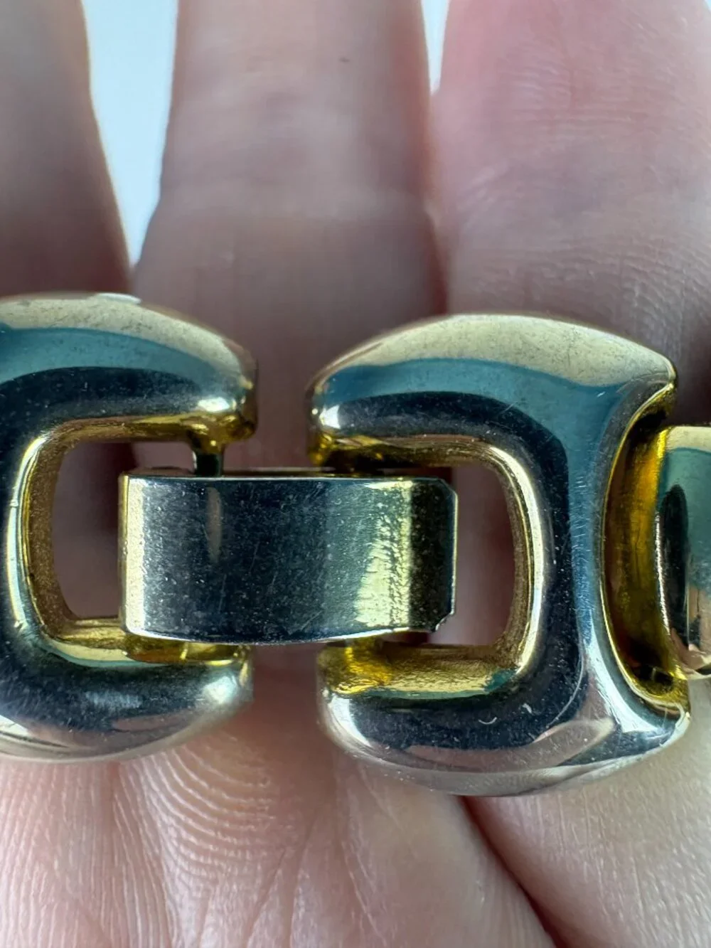 Vintage Two-Tone Chunky Link Bracelet Gold Silver